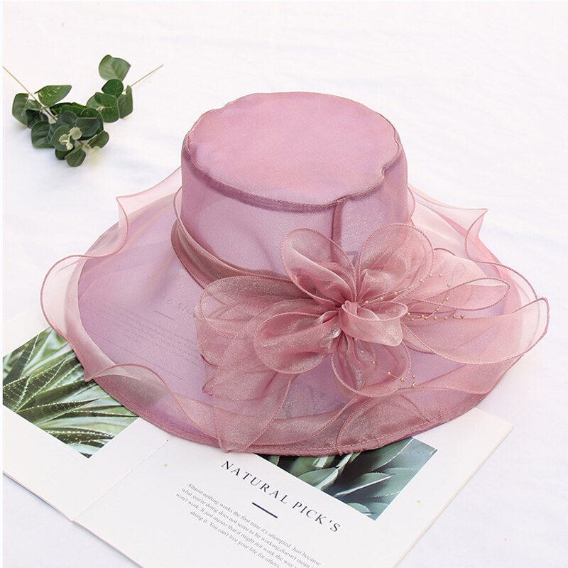 Sombrero plegable de malla con flores para mujer, sombrilla transpirable para viaje al aire libre, protector solar, sombrero de Sol de playa a la , primavera y verano: Transparente