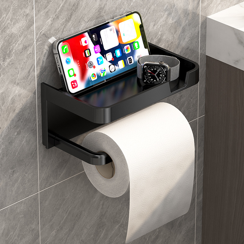 1pc toiletpapirholdere - pladsbesparende vægmonteret perforeret opbevaringsstativ med toiletpapirholder