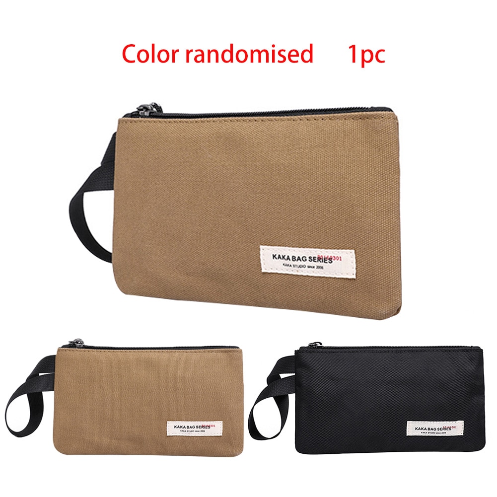 Man Pouch Clutch Casual Simple Envelope Bag Zipper Phone Holder Small Canvas