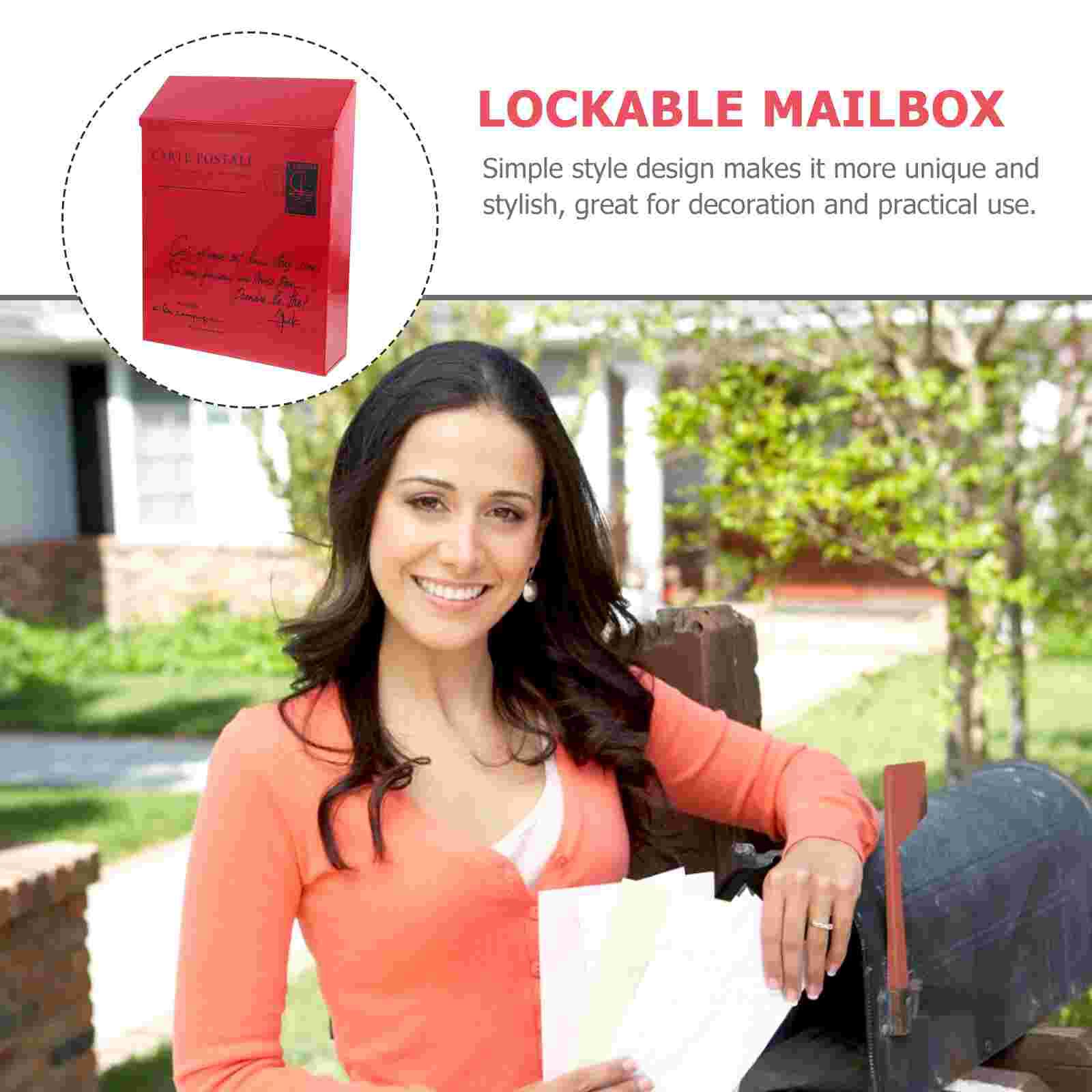 Locking Letter Box Vintage Mailbox Wall Mount Postal Letter Box Newspaper Box