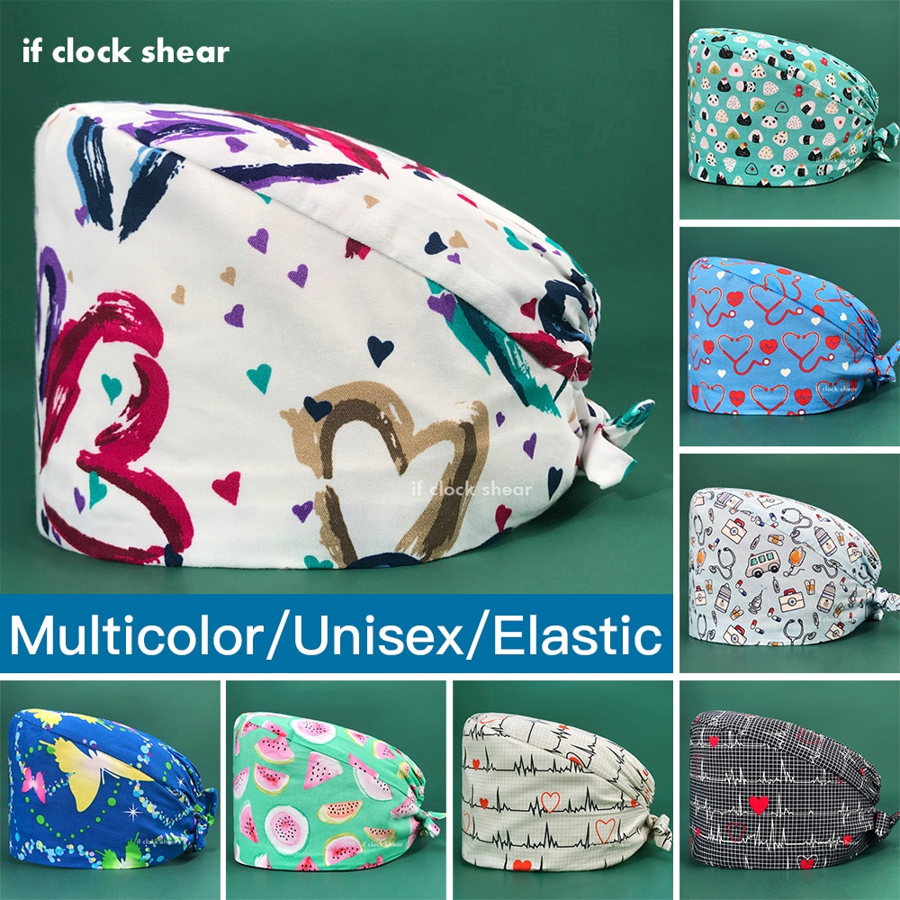 Ziekenhuis Scrubs Vrouwen Hoeden Pet Grooming Chirurgische Hoeden Tand Schoonheid Verpleging Hoed Multicolor Caps Met Zweet-Absorberende