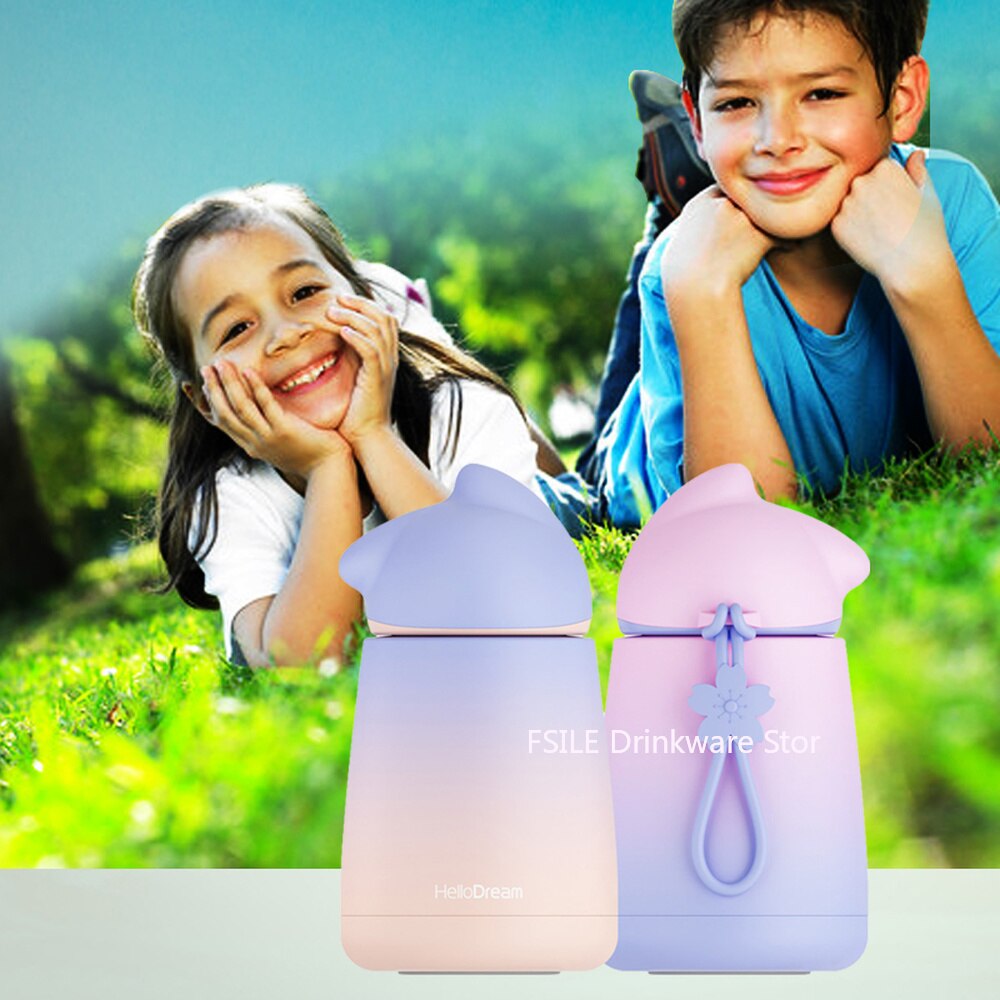Termo de acero inoxidable para Gato , taza térmica para bebé, botella de agua para niño, termo de gato de dibujos animados, termos para niño