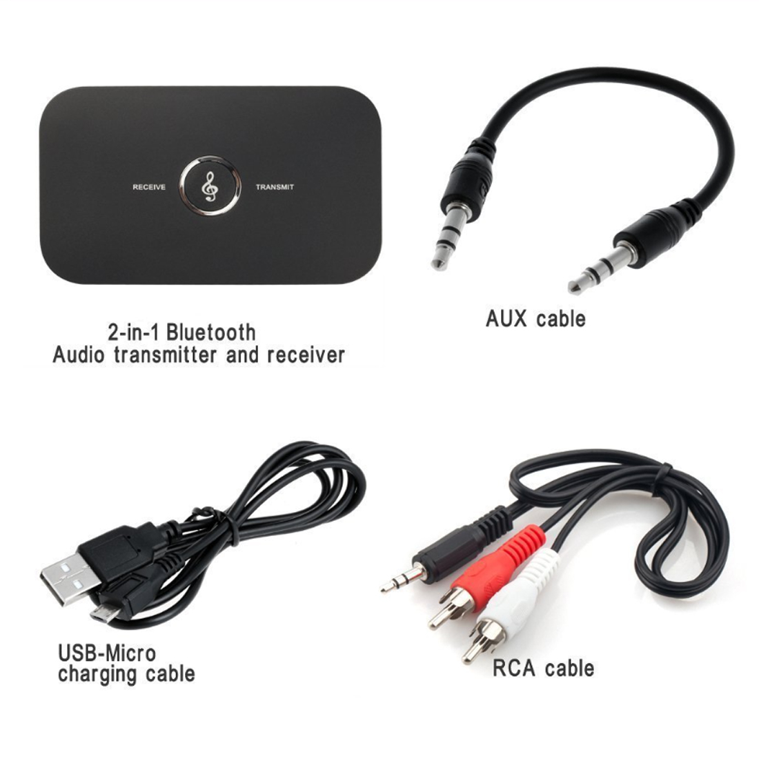 2 in 1 Wireless B6 5.0 Adapter Bluetooth Transmitter Receiver APTX 3.5mm AUX Adapter Player For TV Smartphone PC Home Stereo MP3