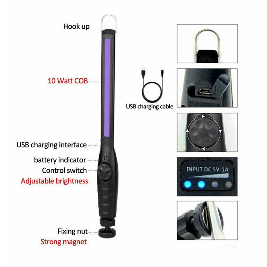Handheld Electric USB UV Disinfection Light Sterilizer for Home