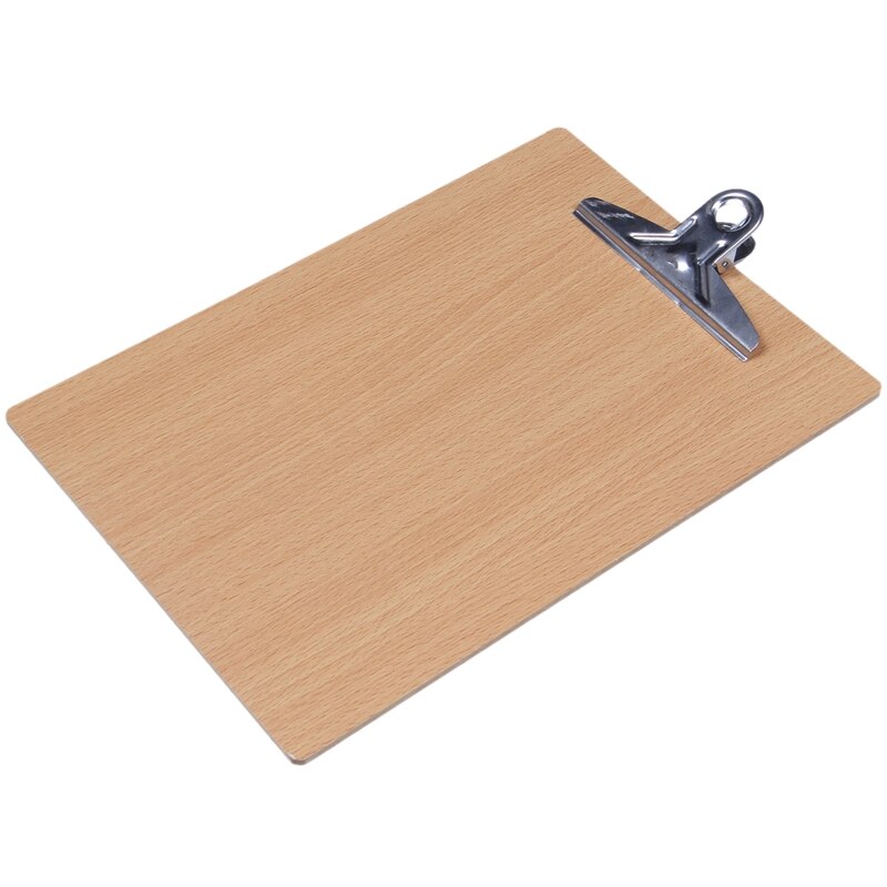 A4 Wooden Clipboard File Folder Stationary Board Hard Board Writing Plate Clip Document Bag File Folder Clipboard Report Office