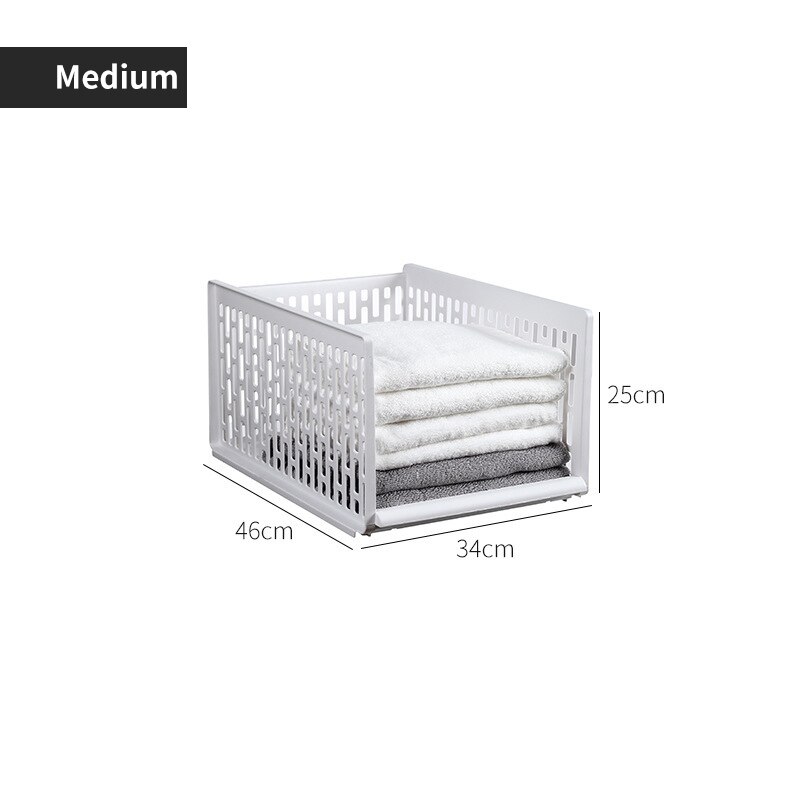 Stackable Wardrobe Drawer Cabinet Organizer Drawer Clothes Closet Storage Box Shelves Plastic Layered Partitions Storage Rack: M Tall