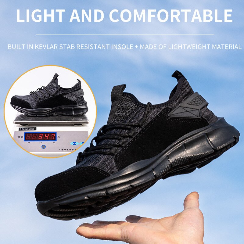 Chaussures d&#39;assurance contre les coups et les piercings pour homme, souliers de protection pour le travail, respirants, bout en acier, tendance,