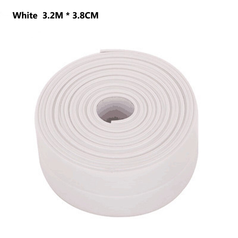 Self Adhesive Kitchen Waterproof Mildew Proof Adhesive Tape Bathroom Toilet Wall Corner Line Sink Sealing Sticker 3.2mx3.8/3.2cm: White