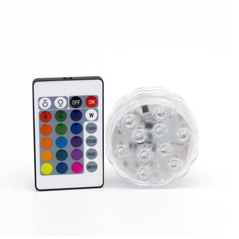 13 lediä 10 lediä uima-altaan valot kaukosäätimellä rgb sukellusvalo kestävä led-lamppu kannettava vedenalainen yövaloakku: 10 lediä