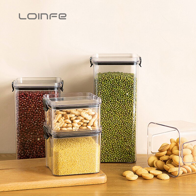 460/700/950/1300/1800ml Kitchen Food Storage Container Box Noodle Sealed Cans Storage Bottle Grain Cereal Dispenser Storage Box