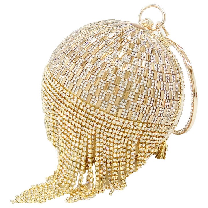 Gouden Diamant Kwastje Vrouwen Party Metalen Kristal Koppelingen Avondtassen Huwelijk Bruids Zak Schouder Handtas Polsbandjes Clutch Purse: Gold Crystal Bag