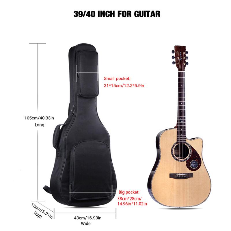 Dikker Gitaar Muzikale Tas Muziek Accessoires Akoestische Zak Spons Gitaar Functie 39 40 41 Inch Zwarte Zakken Cover Beschermhoes: 3940inch