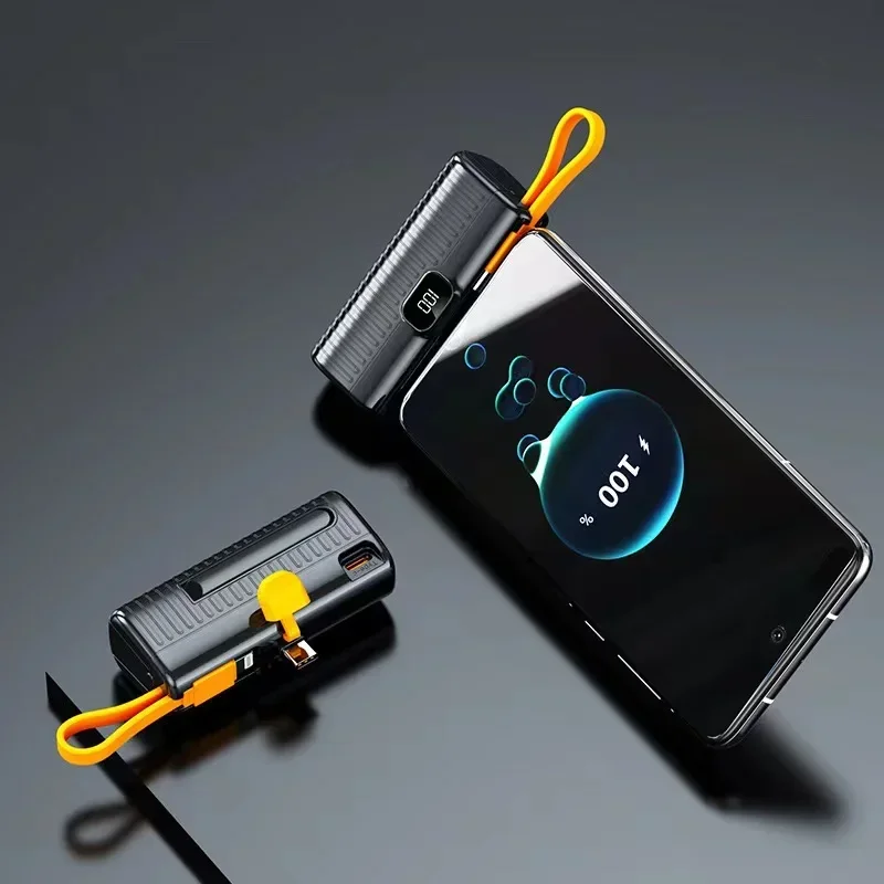 Para iphone tipo-c 10000mah mini banco de potência sem fio alta capacidade carregamento rápido fonte de alimentação móvel bateria externa de emergência: Preto