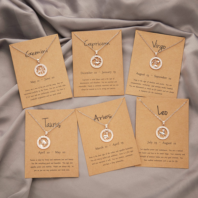 Trendige halsketten mit anhängern 12 sternzeichen-motiven in roségold für damen und herren – löwe-motiv, ideal als grußkarte, geburtstagsgeschenk oder familienschmuck.