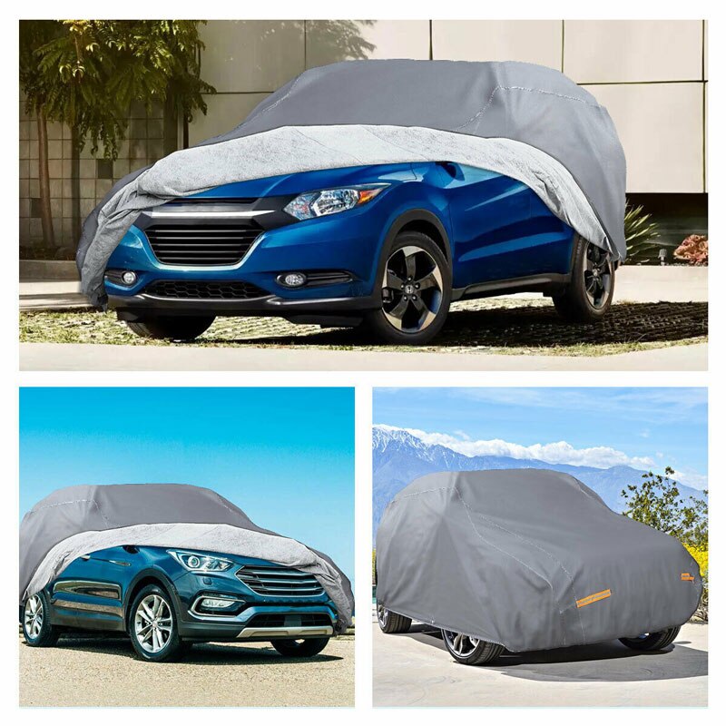Cubierta completa para coche SUV con cerradura, gris, impermeable, transpirable, sol, UV, resistente al polvo, 512x145x143CM