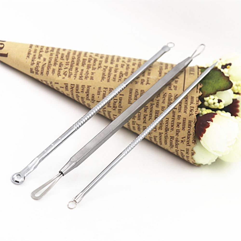 3 uds Blackhead granos, acné Remover herramienta cuchara para limpieza cuidado de la piel acné pinzas mancha Extractor de aguja