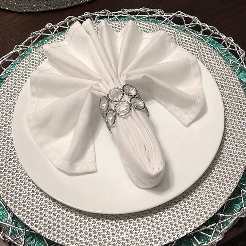 12 Pcs Crystal Beaded Napkin Ring Handmade Shiny Napkin Holders for Wedding Party Dinner Table Decoration