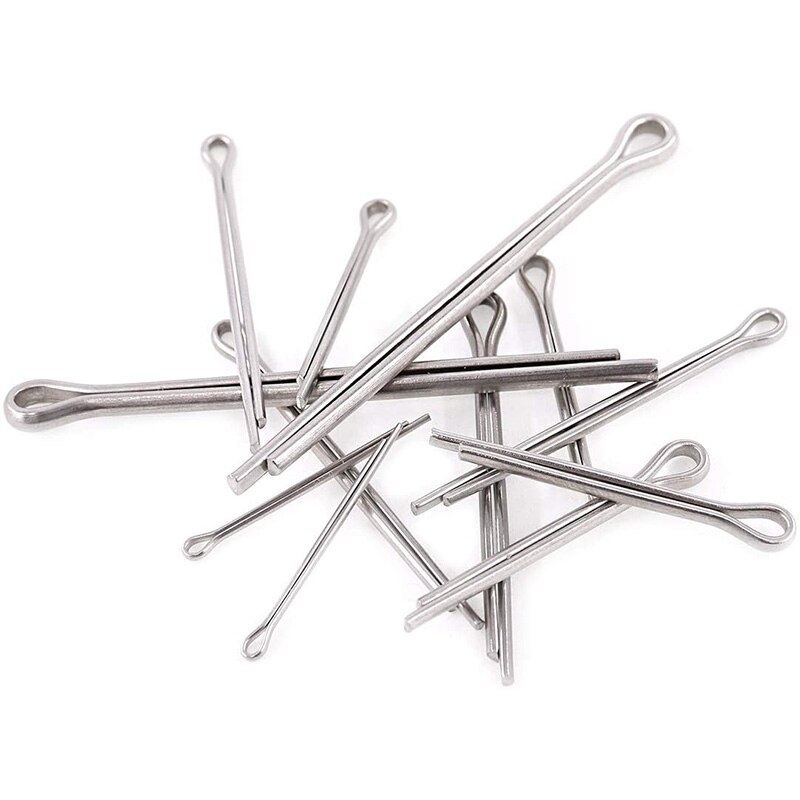 Cotter fastgørelsessæt ,6 størrelser 304 rustfrit stål cotter pin clip nøgle fastgørelse montering sortiment sæt (340 stk)