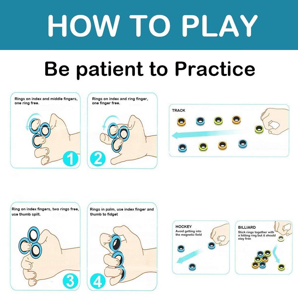 6/9Pcs Fidget Speelgoed Magnetische Armband Ring Figet Speelgoed Stress Zabawki Antysresowe Vinger Spinner Magische Ringen Antystresowe Zabawki