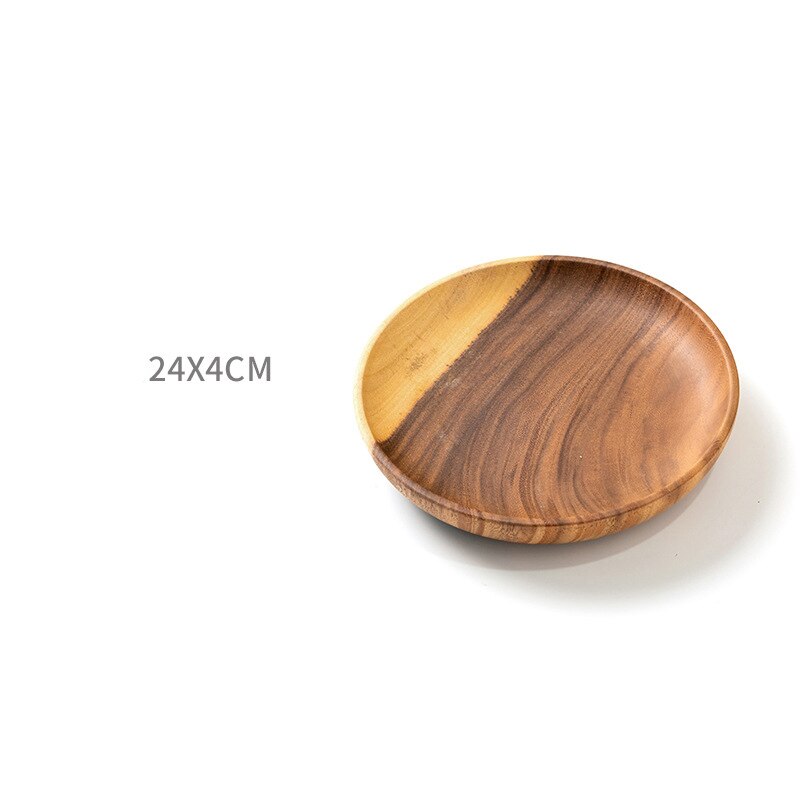 Whole Wood Tableware Unbreakable Lovesickness Wood Circular Solid Wood Pan Plate Fruit Dishes Saucer Tray Dessert Dinner Plate: 24cm