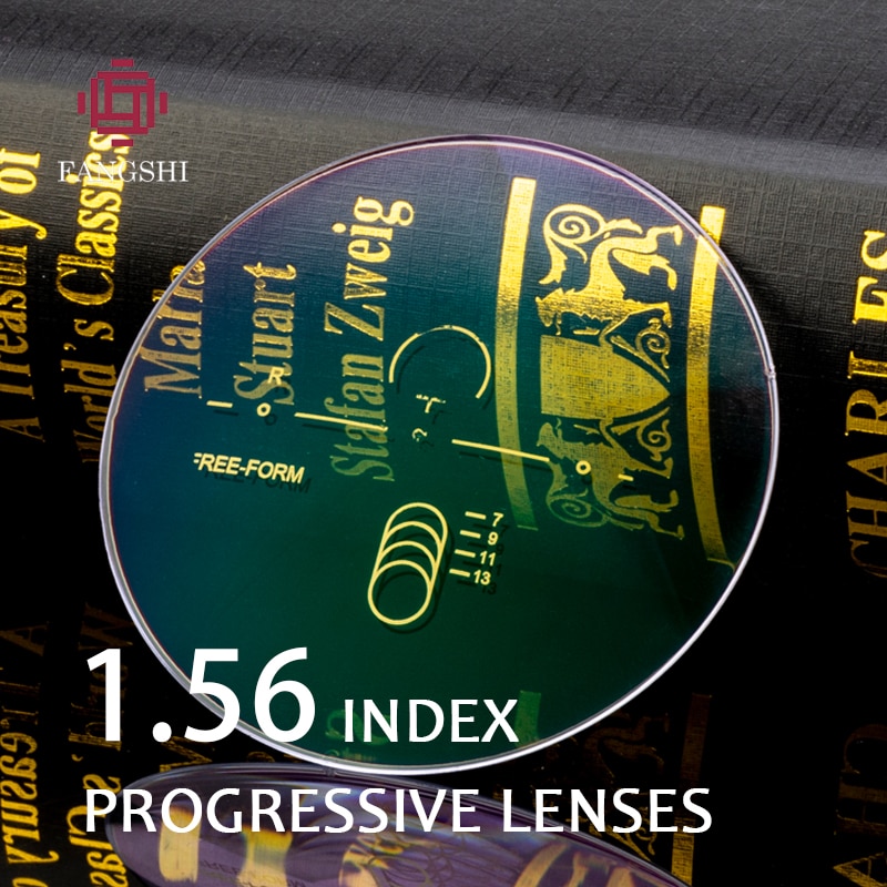 1.56 Index Optical Aspheric Multifocal Progressive Lens Myopia Hyperopia Resin Green Coating Transparent Glasses Lenses #PRO-01