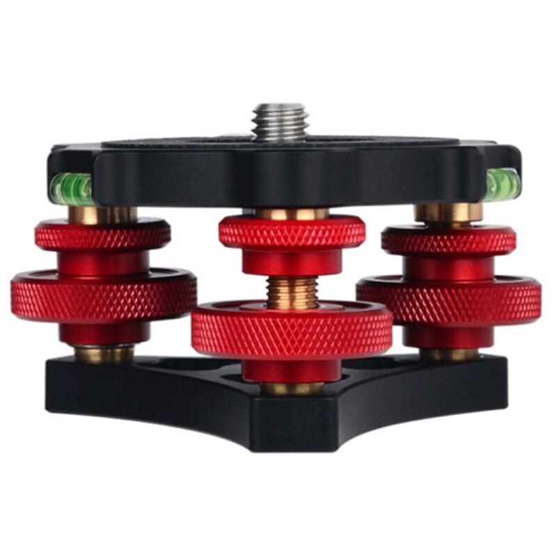 PL-64 Camera Tripod Head Leveling Base Aluminum Alloy Triple-Wheel Precision Leveler Bubble Level 3/8Inch Screw Load