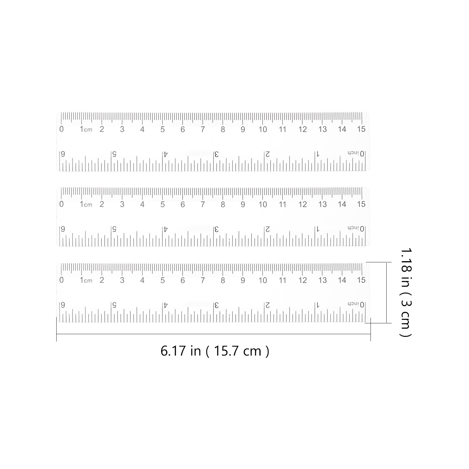 25pcs Plastic Straight Rulers Drawing Rulers Students Measuring Rulers (Transparent)