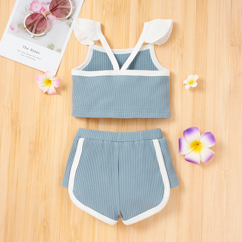 0-18M Ruches Meisjes Kleding Set Zachte Leuke Mouwloze Tops Shorts 2 Stuks Zomer Baby Meisjes Kleding Outfits
