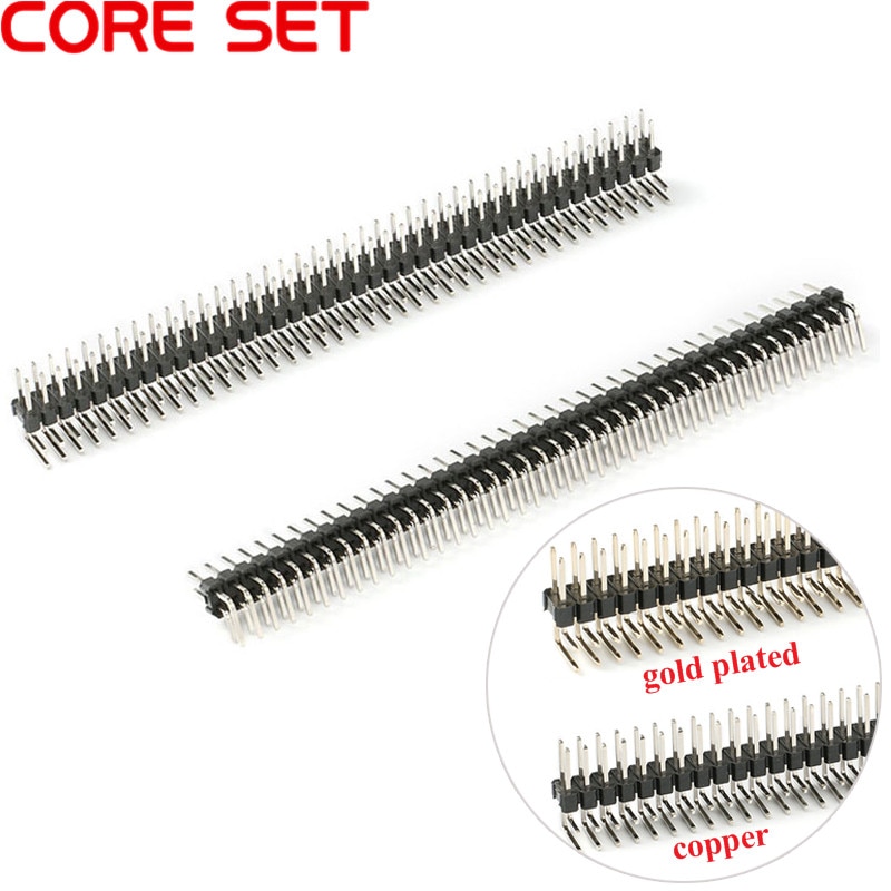 5pcs/lot 90 Degree Pin Header 2.54mm 2X40P Double Row Curved Needle Male Pin Header Connector Gold Plated/Copper