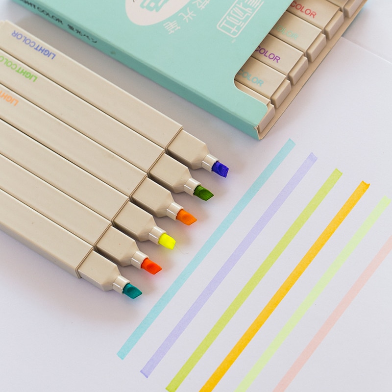 Ensemble de stylos marqueurs de couleur Super douce, à base d'encre, Morandi, couleurs Pastel, pointe de brosse pour dessin, peinture, Journal A6349, 6 pièces