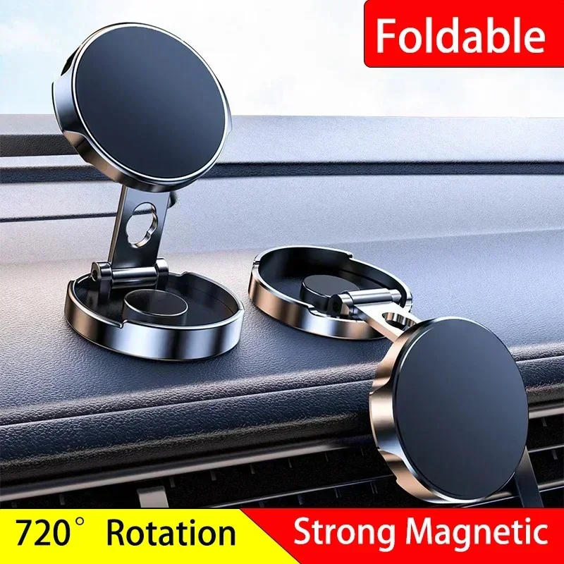 2025 Magnetische mobiele telefoonstandaardhouder Opvouwbare autotelefoonhouder 720 ° Rotatie ronde beugel iPhone-accessoires Android