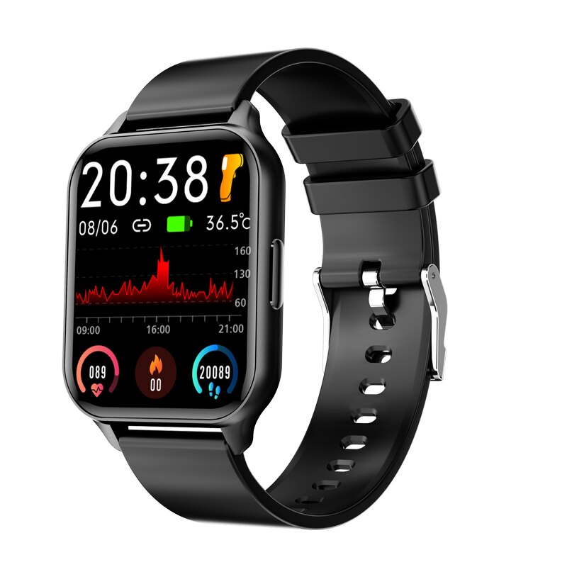 Bakeey Q26 1.7 inch Full Screen Touch Smartwatches Heart Rate Blood Pressure Oxygen Monitor 24 Sports Modes Smart Watch: Black