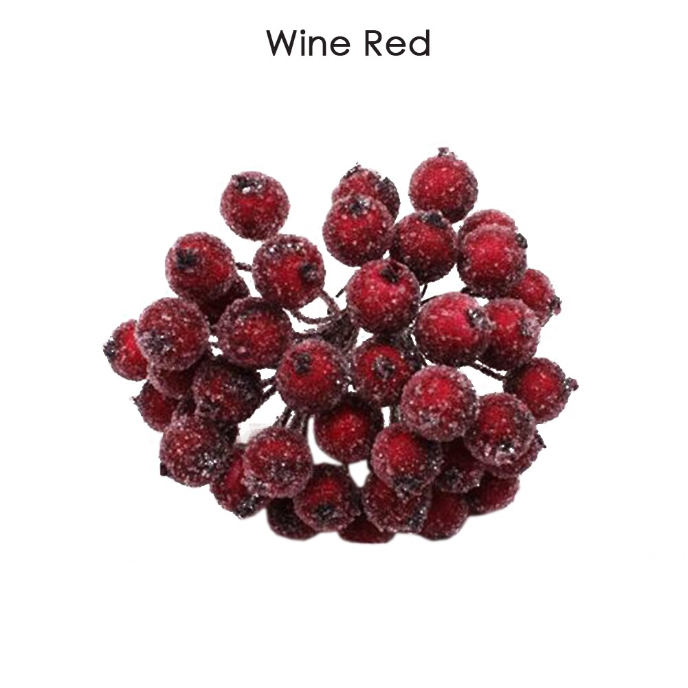 Dekorativ mini jul frostet kunstig bær levende rød kristtorn bær smuk: Rødvin