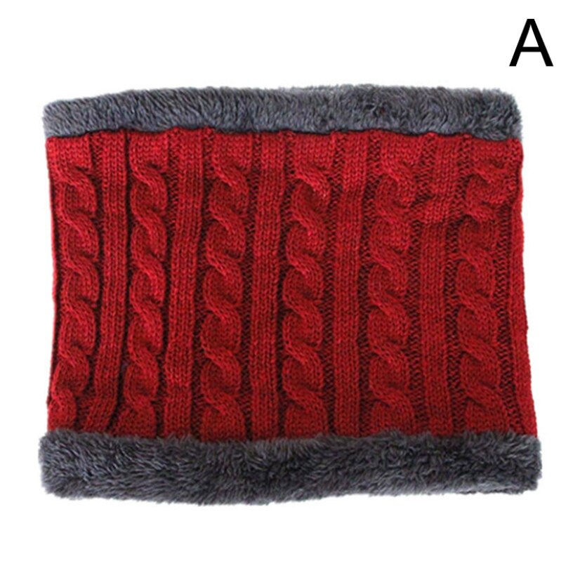 Vinter mænds tørklæde ring strikkede hagesmæk uld fløjl varm skorsten hals udendørs nakkebeskytter bib vindtæt mandlige kraver: Rød