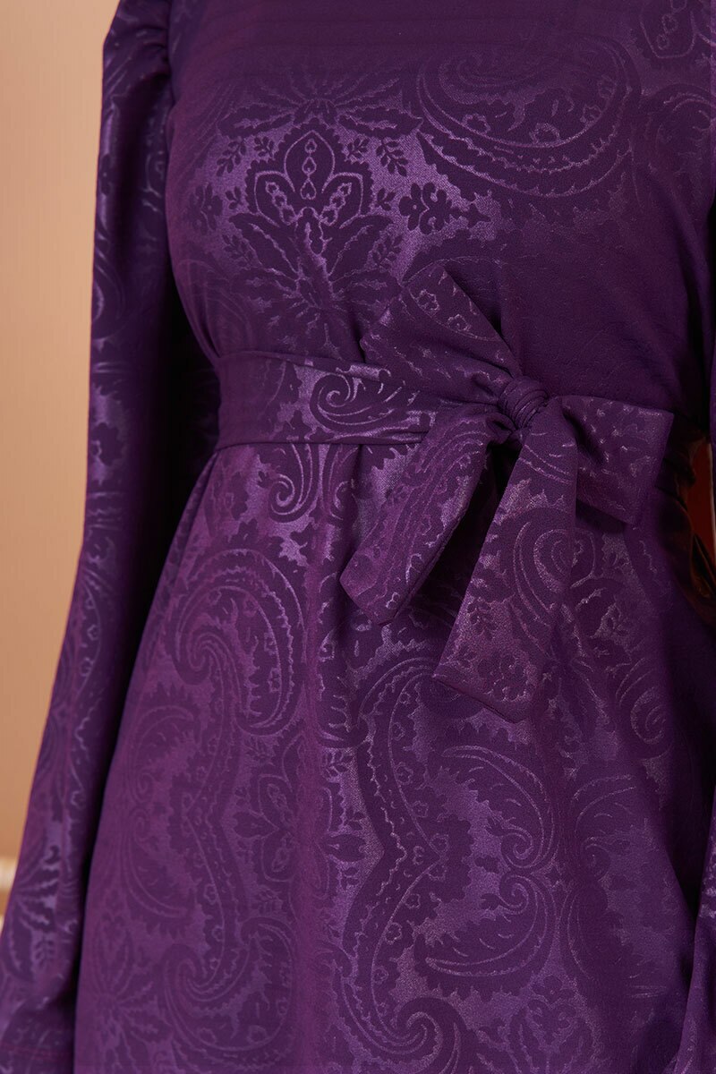 Self-Printed Double Suit Zero Collar Belted Seasonal Hijab Clothing Muslim Women Wedding Engagement Dining Daily