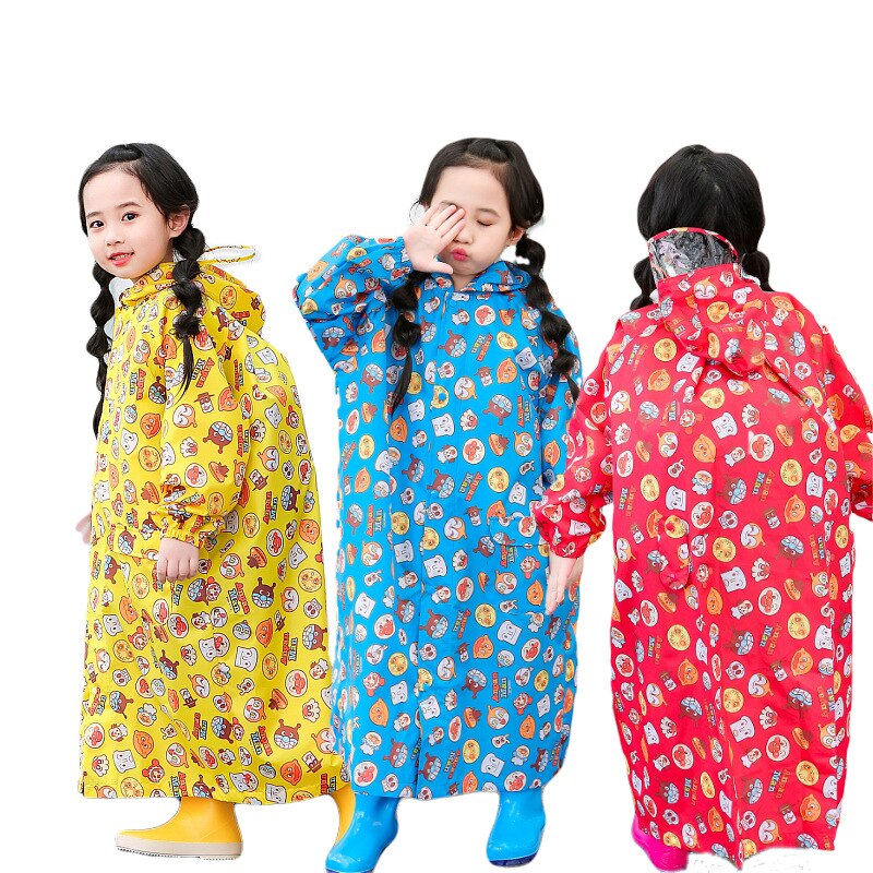 Poncho imperméable de dessin animé pour enfants et élèves, une pièce avec cartable, imperméable et résistant à la neige