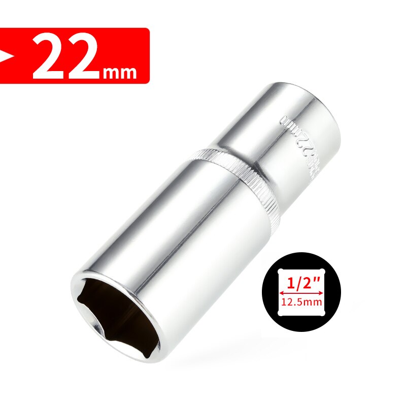 1/2 tommer  (12.5mm lengre hode 8-32mm cr-v pipenøkkelsett sekskantet skrallehode for bilreparasjonsverktøy: 22mm