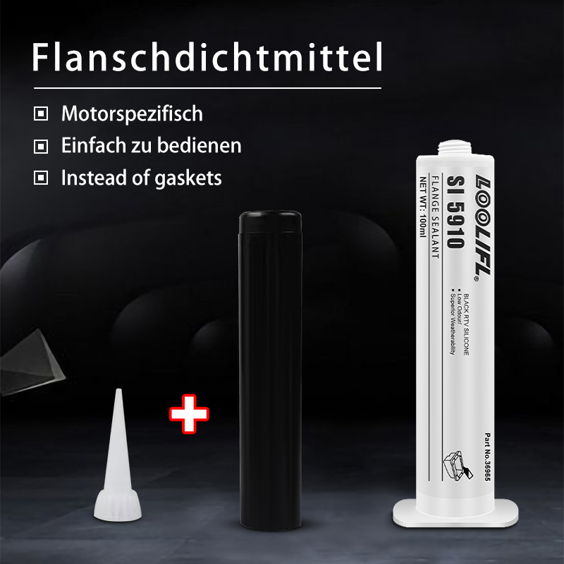 SL-5910 Zwart siliconen afdichtmiddel voor automotoren, oliebestendig op hoge temperatuur, langdurig lekvrij, hoge dichtheid, ultra viscositeit, lage geur, met gereedschap, 100 ml