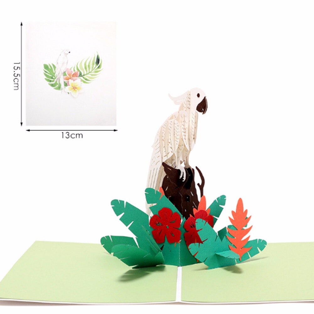 Tarjetas 3D creativas Pop-Up de loro, amante de San Valentín, feliz cumpleaños, aniversario, felicitación,