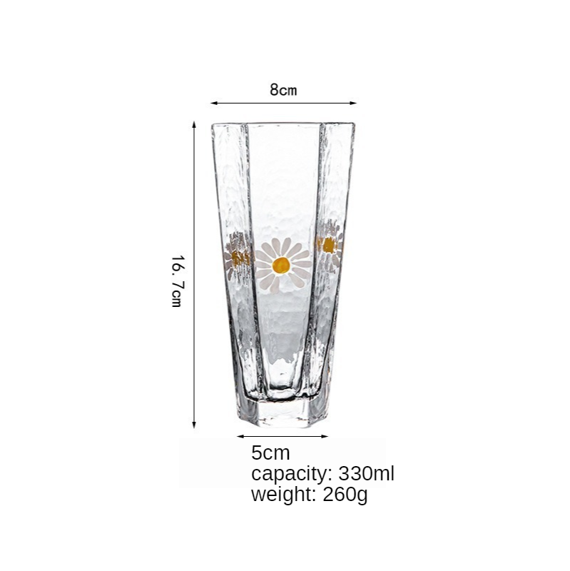 Hexagon shpae glas kop japansk stil hammer øje mønster guldkant champagne whisky vin glas husholdningsstænger glas vandglas: 4