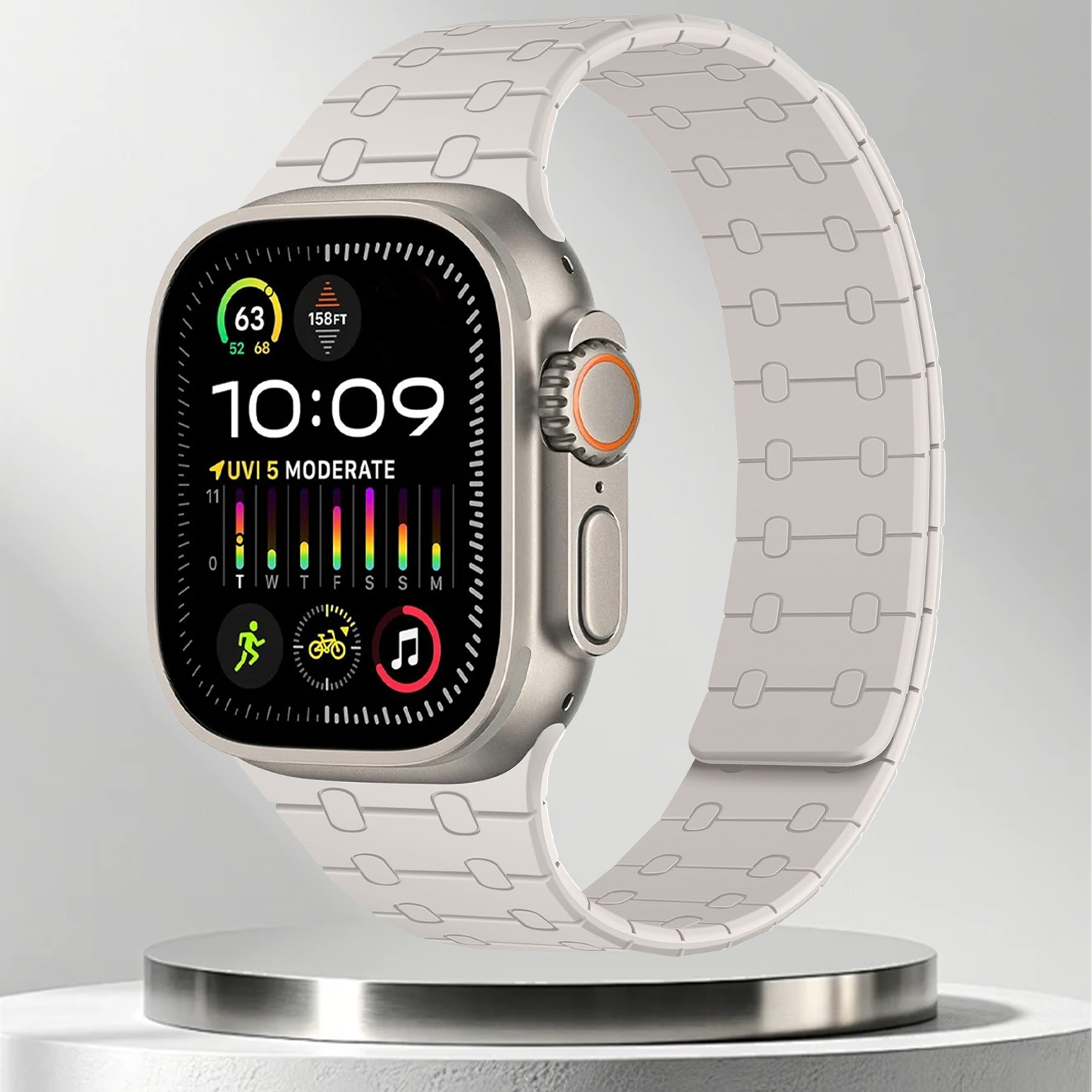 Magnetisk rem til apple watch series 10 46mm 42mm 9 8 7 45mm 41mm silikonrem til iwatch ultra 2 49mm 6 se 5 4 44mm 40mm armbånd: M / Svart hvit
