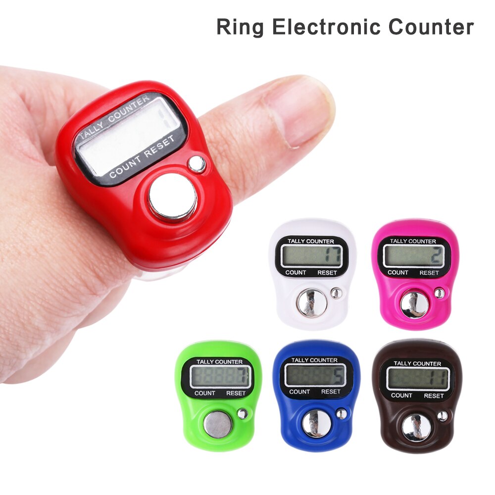 Mini Digitale Vinger Ring Elektronische Tally Counter Lcd Display Handheld Breien Rij Clicker Nummer Tellen Willekeurige Kleur