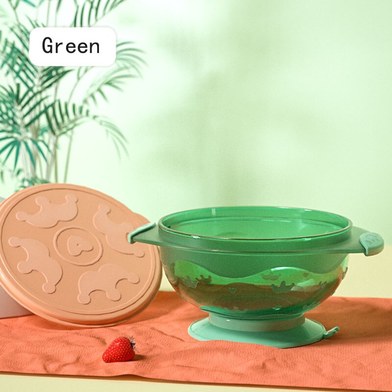 Bébé Paille Bol à Soupe Avec Couvercle Silicone Assiette Formation Complémentaire Bol de Nourriture Pour Bébé accès: 3