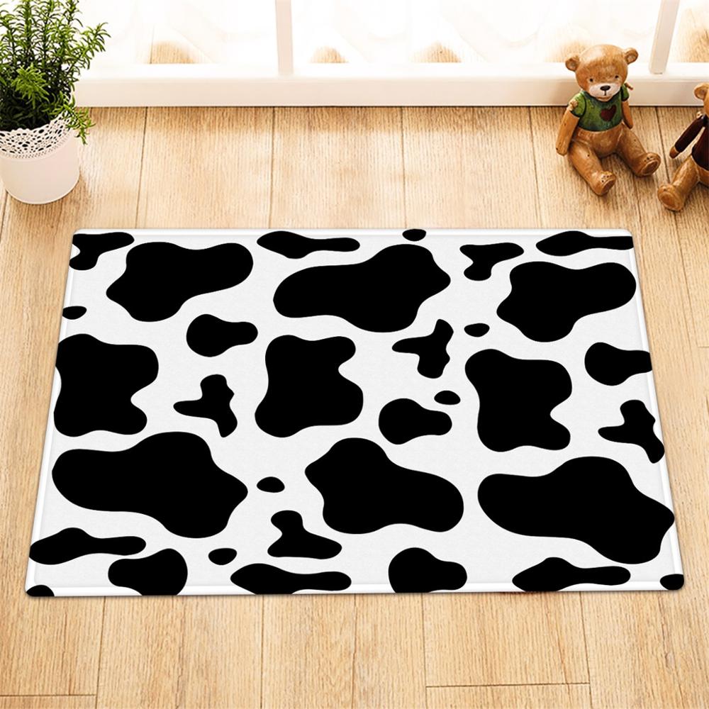 Cow Print Black and White Spots Bathroom Shower Curtain Waterproof Polyester Fabric Shower Curtain with Hooks Bathtubs Decor: Only Mat / 40cmx60cm