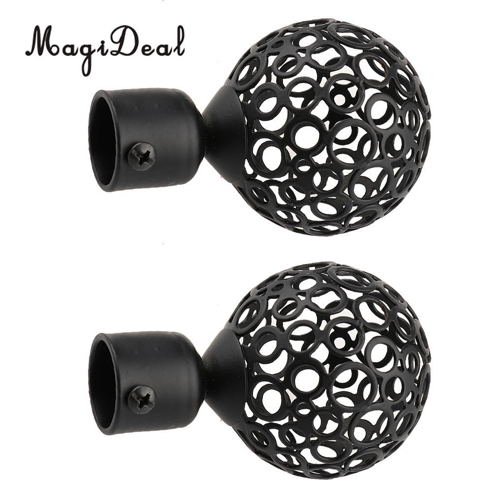 Par 22mm inre dia. draperi gardintavla stång stolpe gavlar gardin blind tillbehör finials för fönster dekoration , 3 stilar: 3 svarta