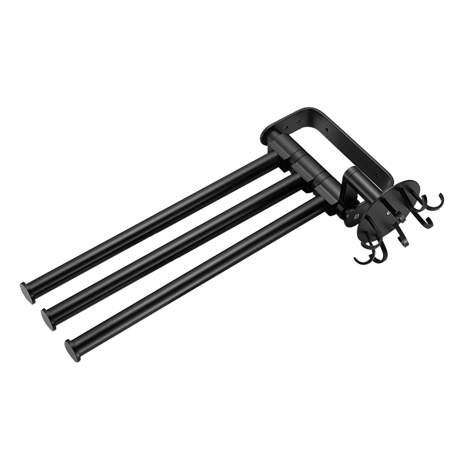 Porte-serviettes en Bronze huilé pour salle de bain support étagères porte-serviettes pivotant mural avec crochets à 3 bras: Black