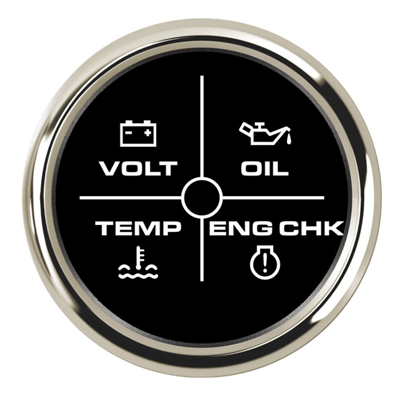 4 LED Alarm Gauge Oil Pressure Water Temperature Engine Alarm 52mm Meter Volt Indicator Gauge With Backlight 9-32V: BS