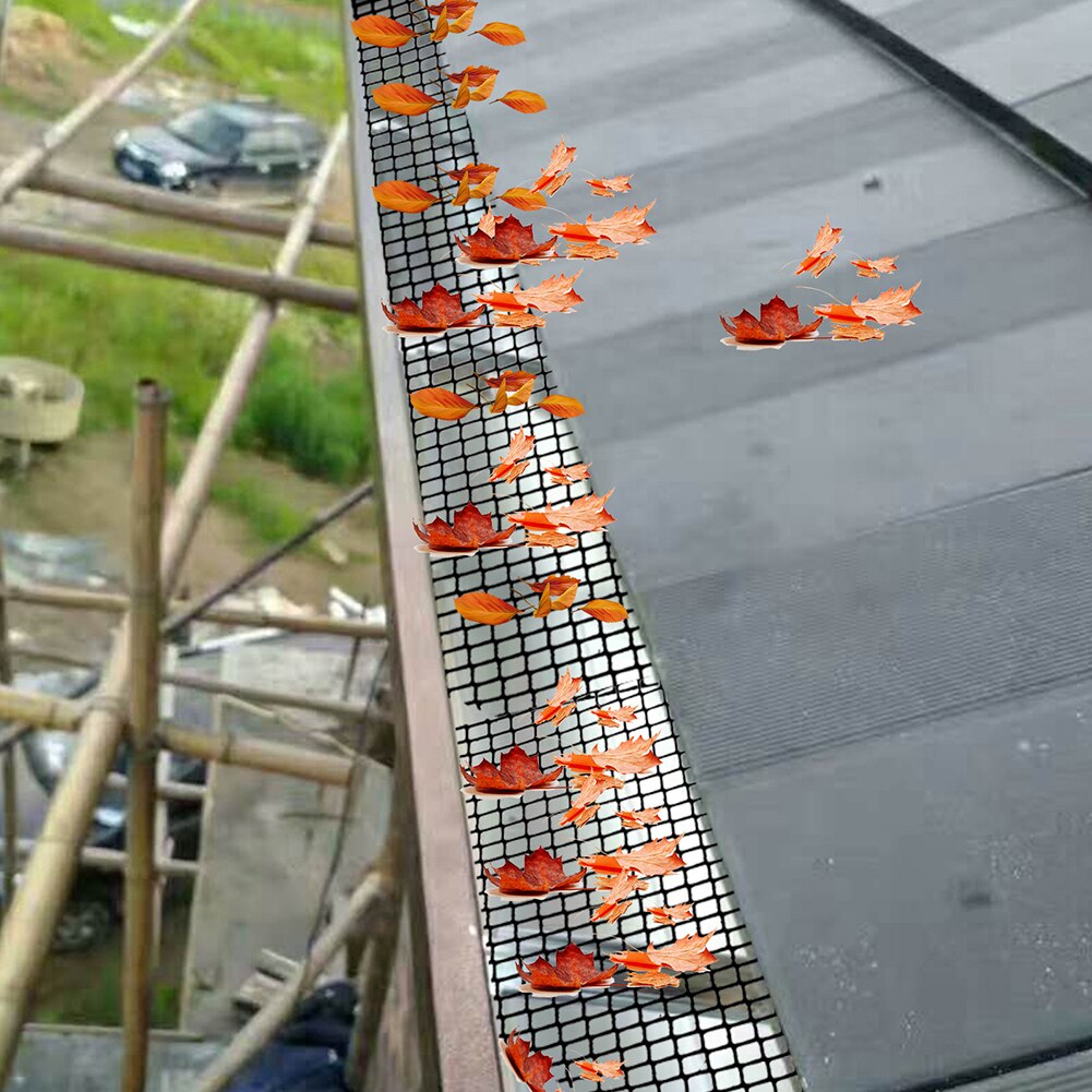 Drain Gutter Guard Mesh Cover Flexible Garden Reduce Overflow Stops Leaves Anti Clogging With Stakes Floor Outdoor Cleaning Tool