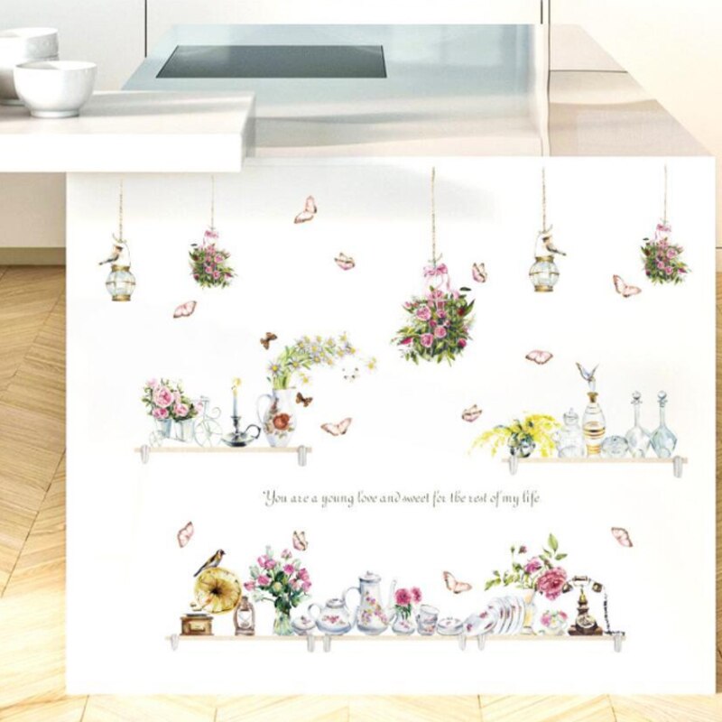 Autocollant de décoration pour panier suspendu, vaisselle, cuisine, réfrigérateur, Restaurant, Bar, comptoir, arrière-plan
