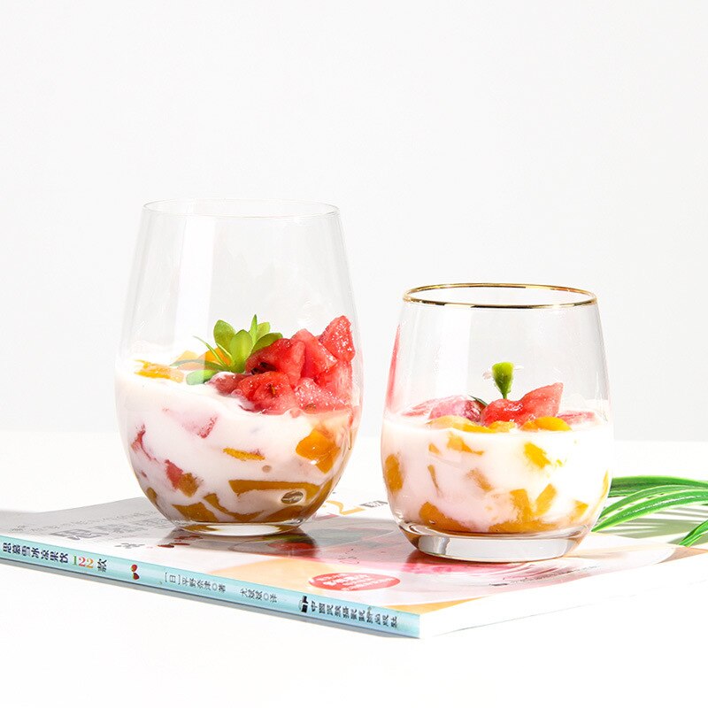 Glass glass tracing gold glass egg glass transparent lead-free glass home water cup one piece of hair.